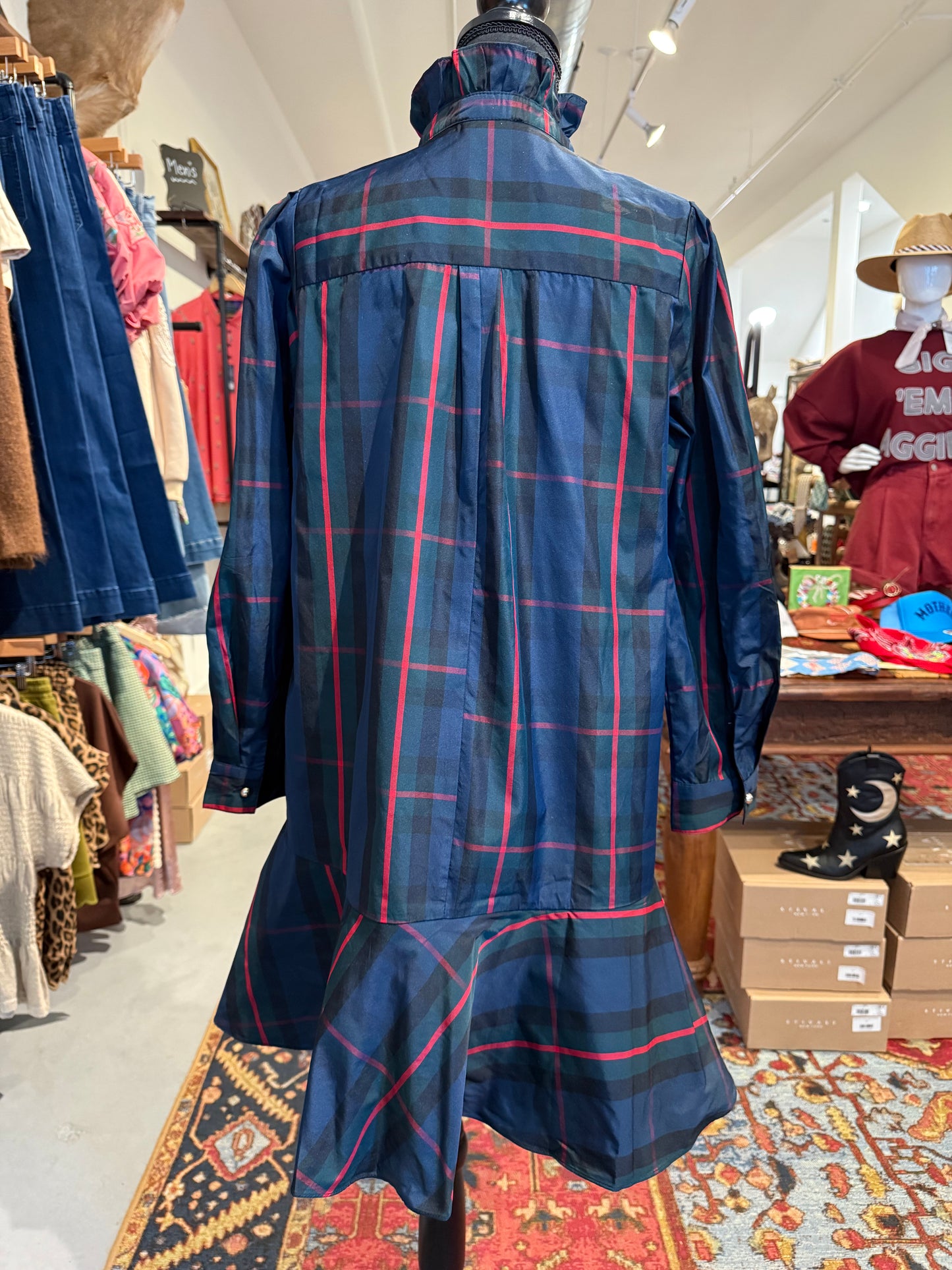 Plaid Ruffle Collar Dress