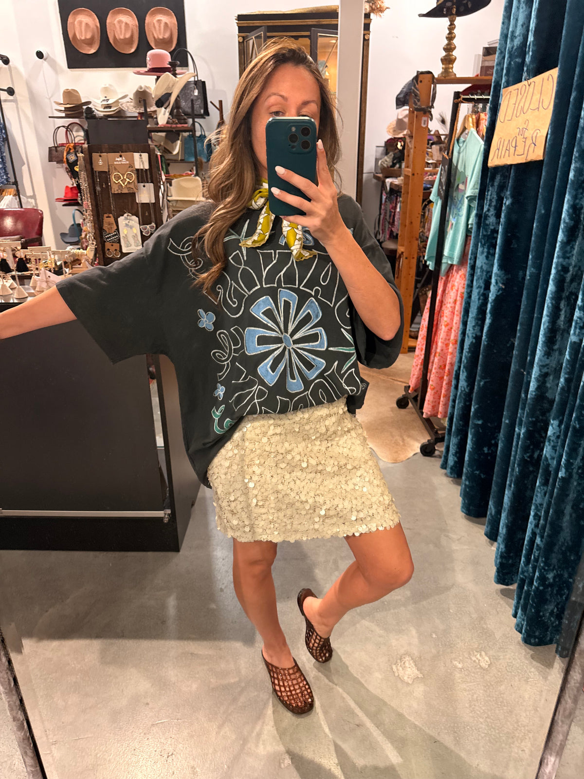 Disc Sequin Mini Skirt