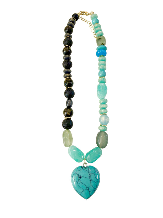 Harper Turquoise Beaded Heart Necklace