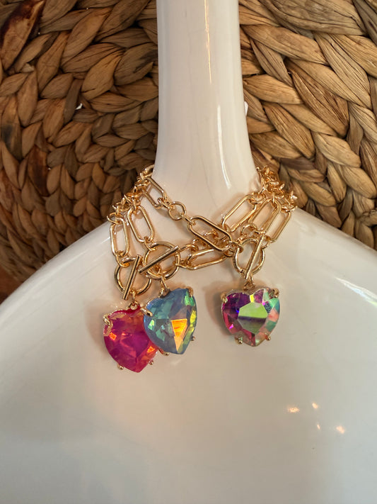 Gold Chain Bracelet with Heart Charm
