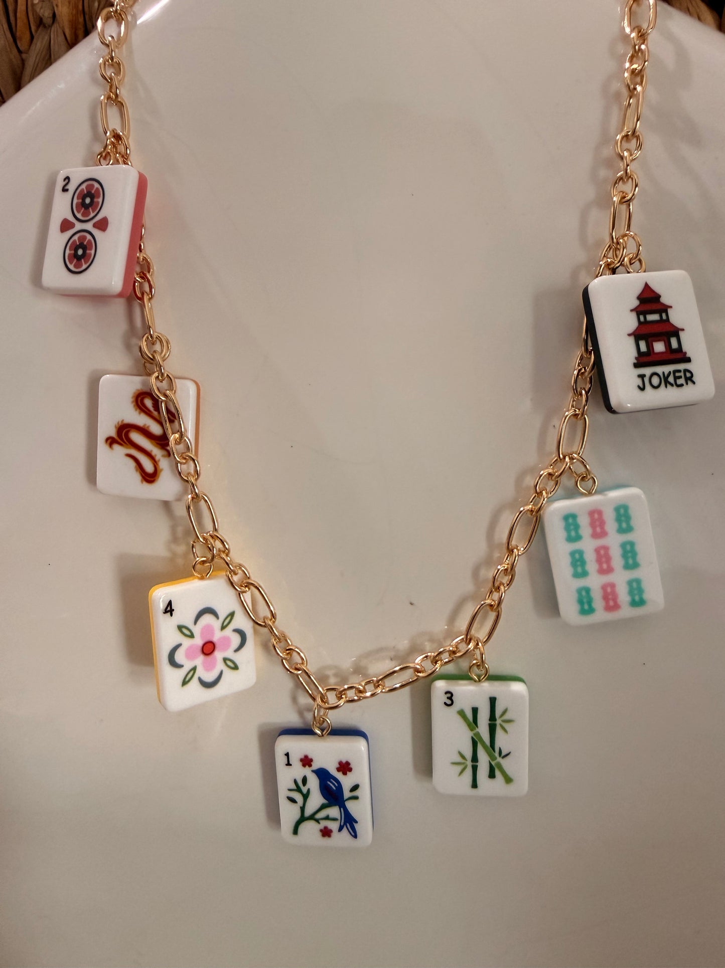 Mahjong Tile Charm Necklace