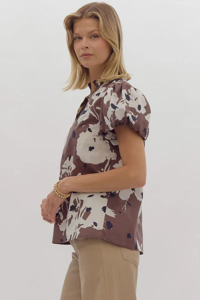 Espresso Short Puff Sleeve Top