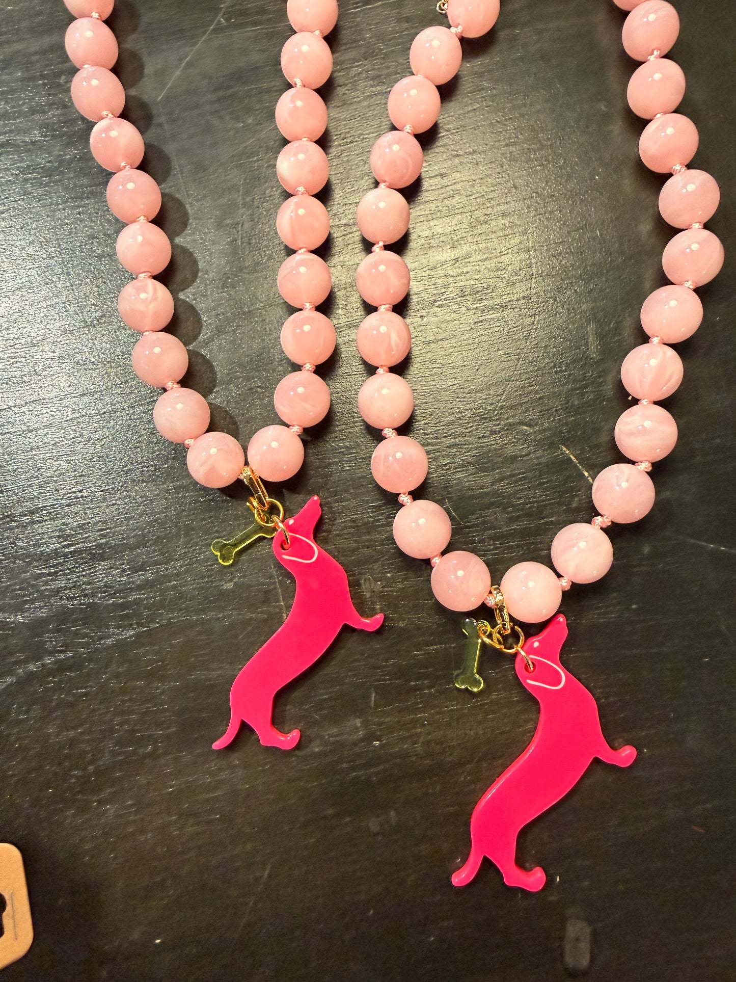 Pink Weenie Dog Necklace