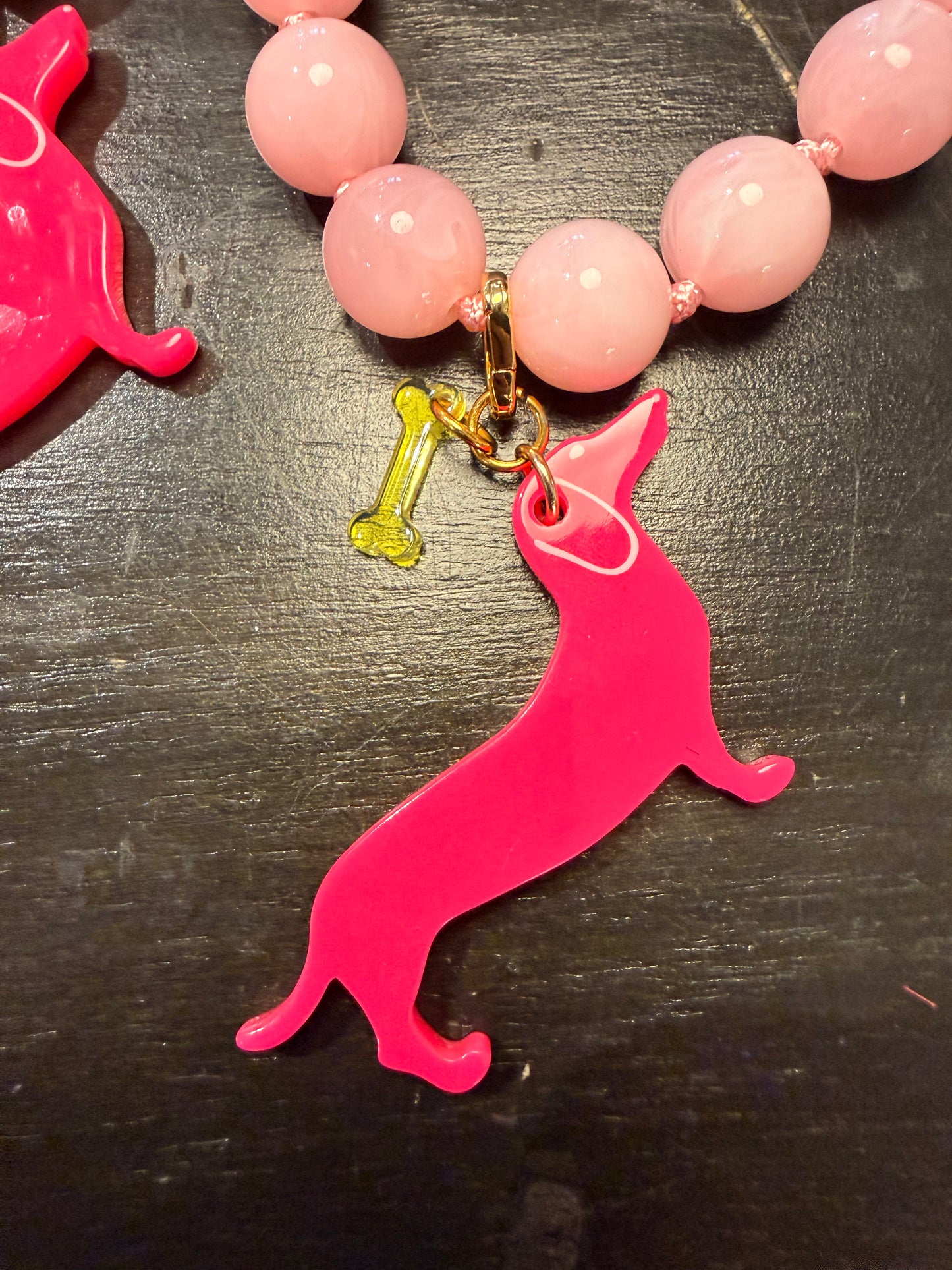 Pink Weenie Dog Necklace