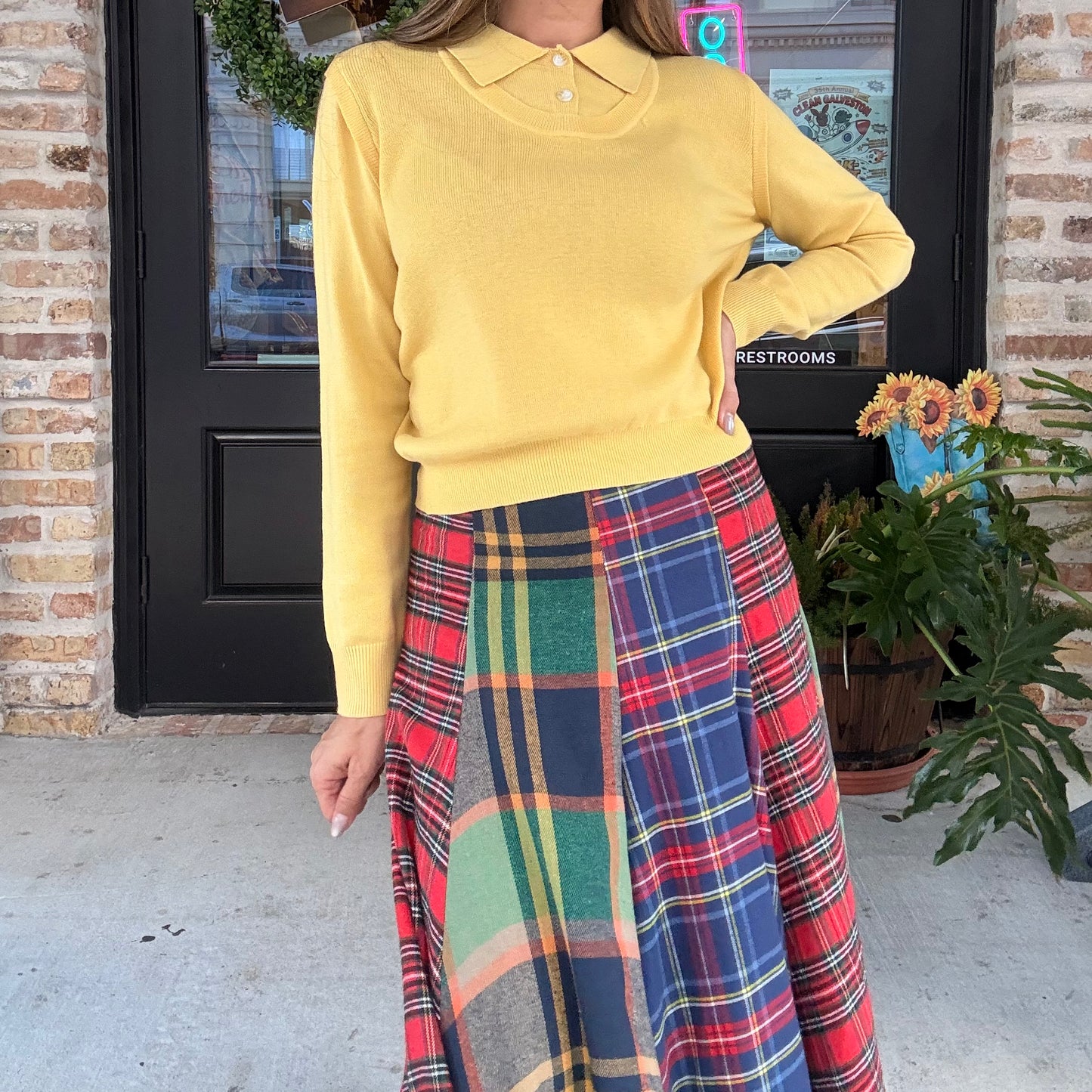 Harvest Waltz Plaid Midi Skirt