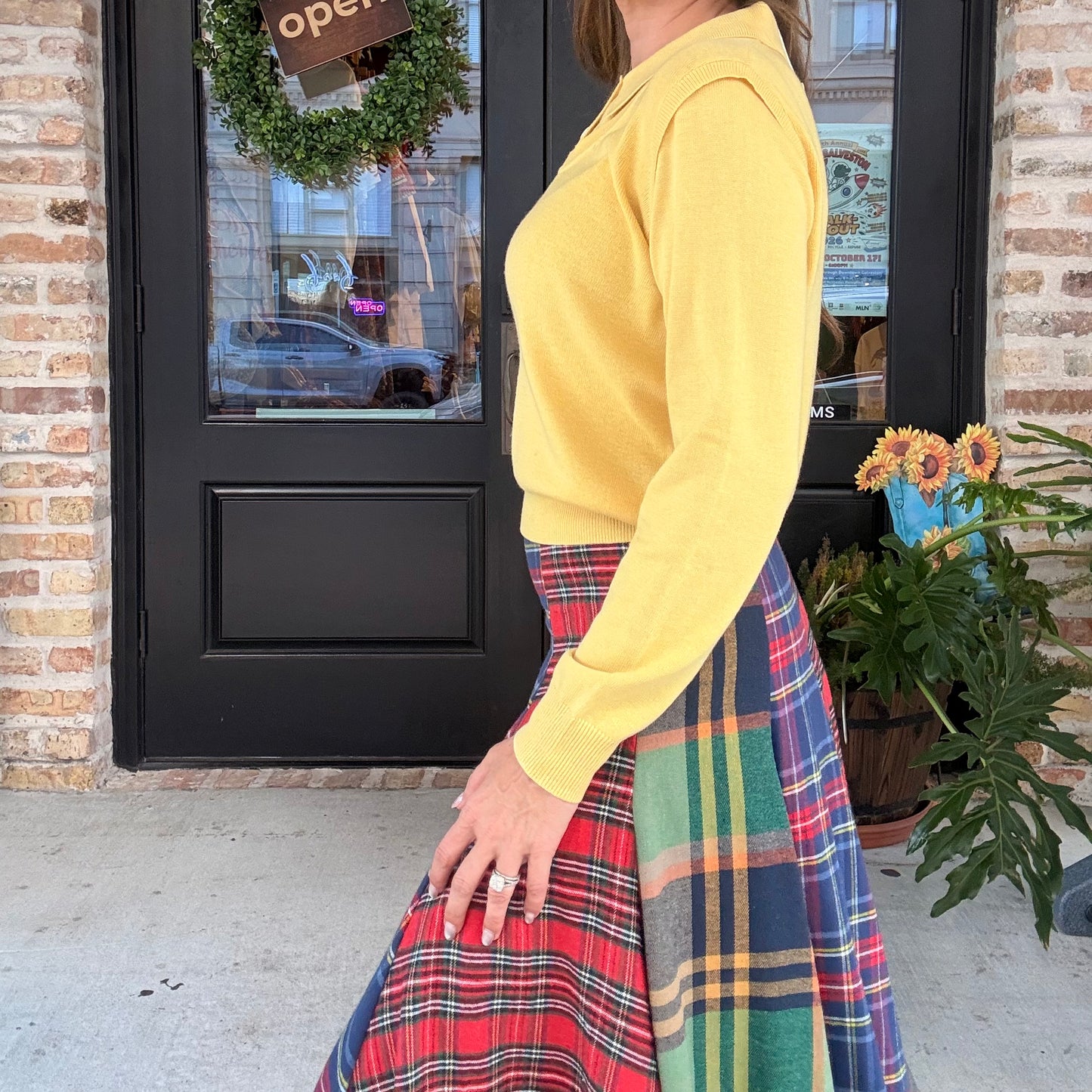 Harvest Waltz Plaid Midi Skirt