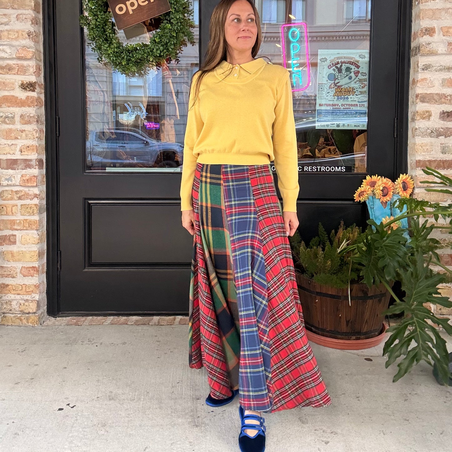 Harvest Waltz Plaid Midi Skirt
