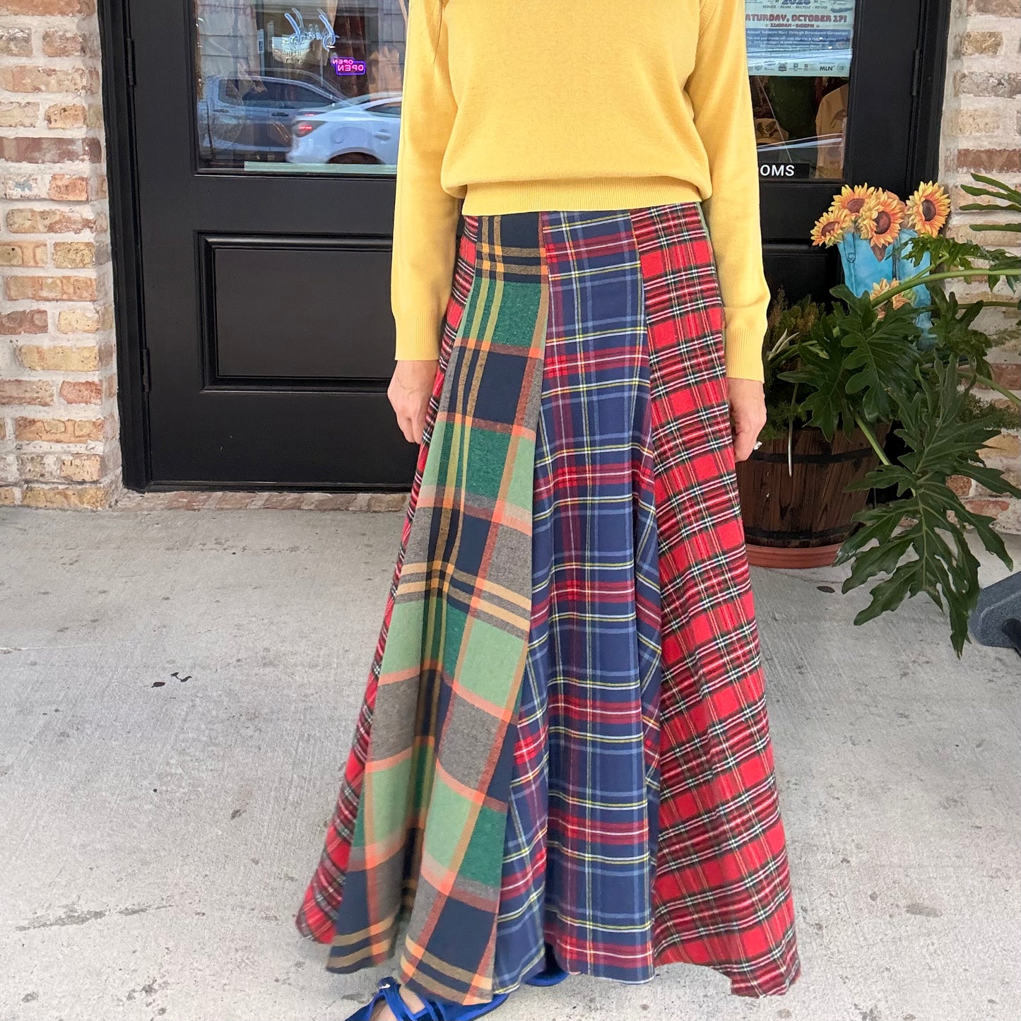 Harvest Waltz Plaid Midi Skirt