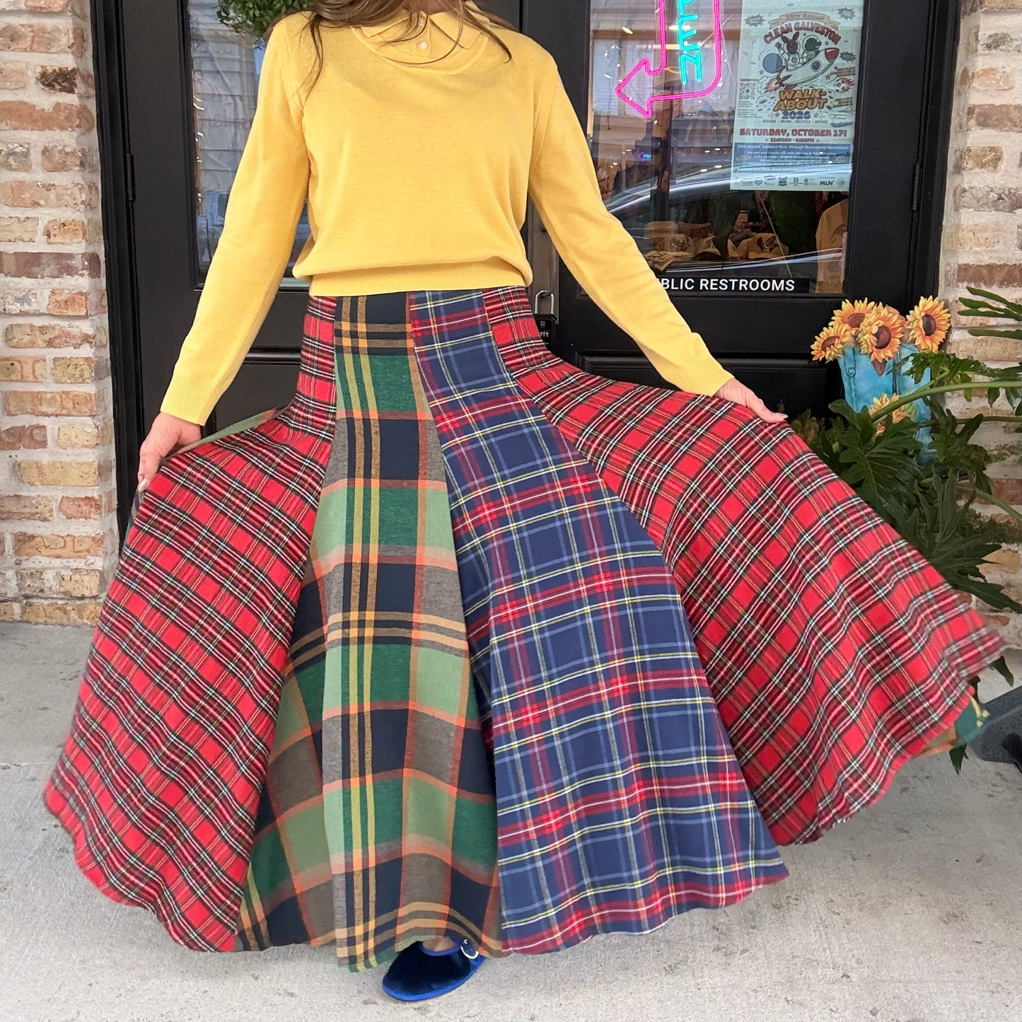 Harvest Waltz Plaid Midi Skirt