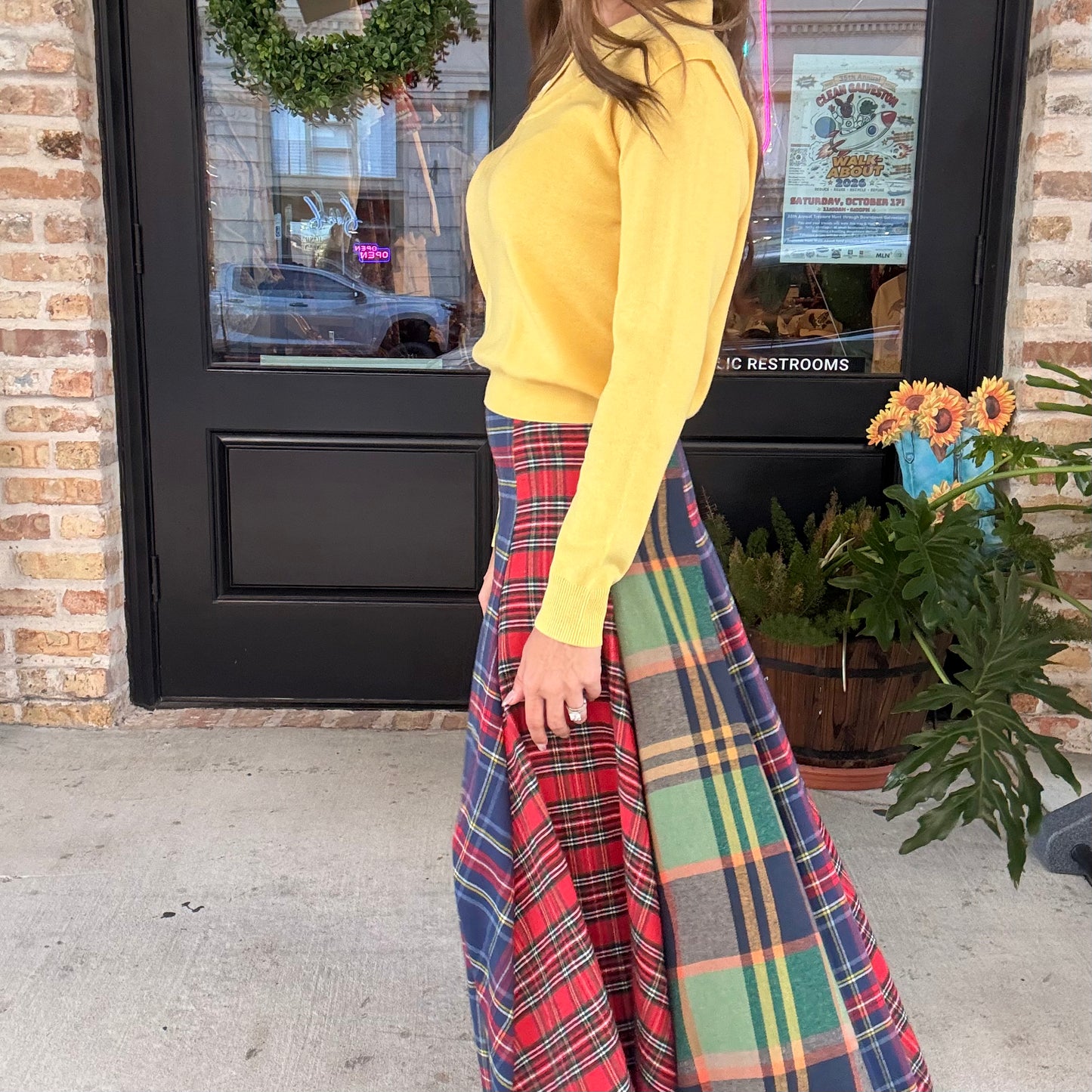 Harvest Waltz Plaid Midi Skirt