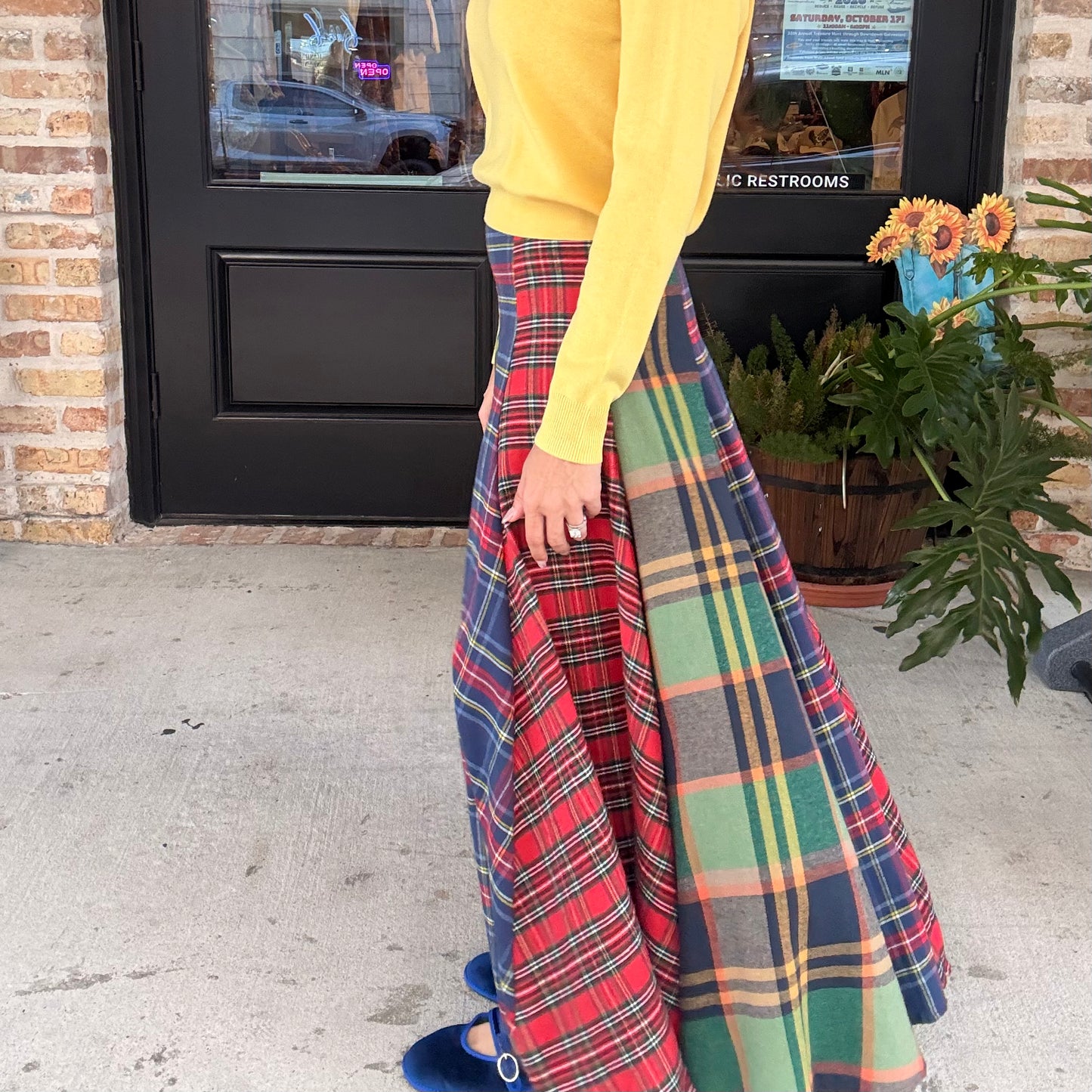 Harvest Waltz Plaid Midi Skirt