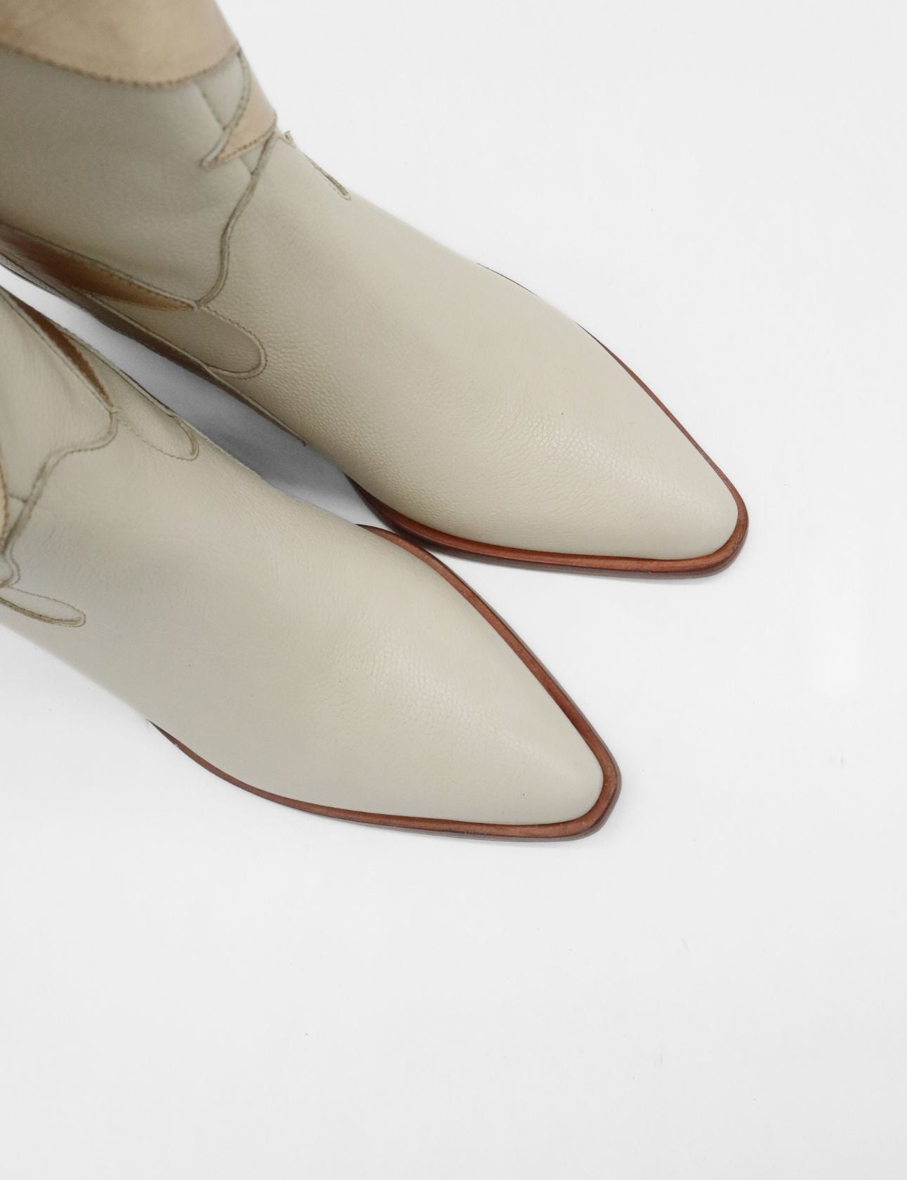 Idol Western Cowboy Boots - Off white & Gold Metallic Leather