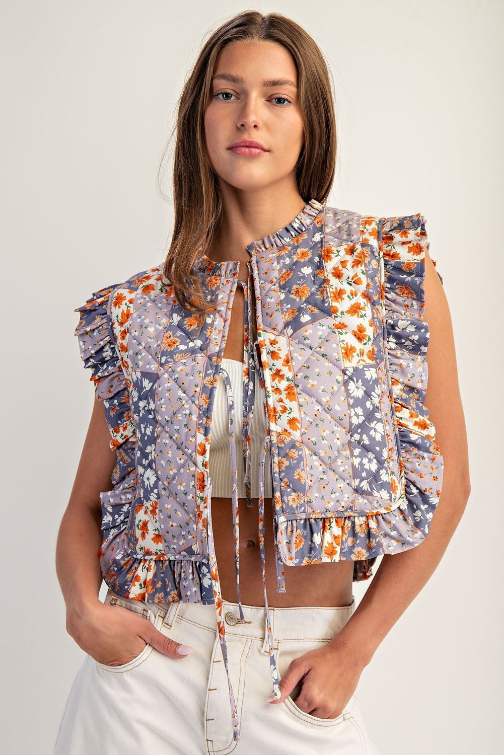 Floral Marigold Breeze Quilted Vest