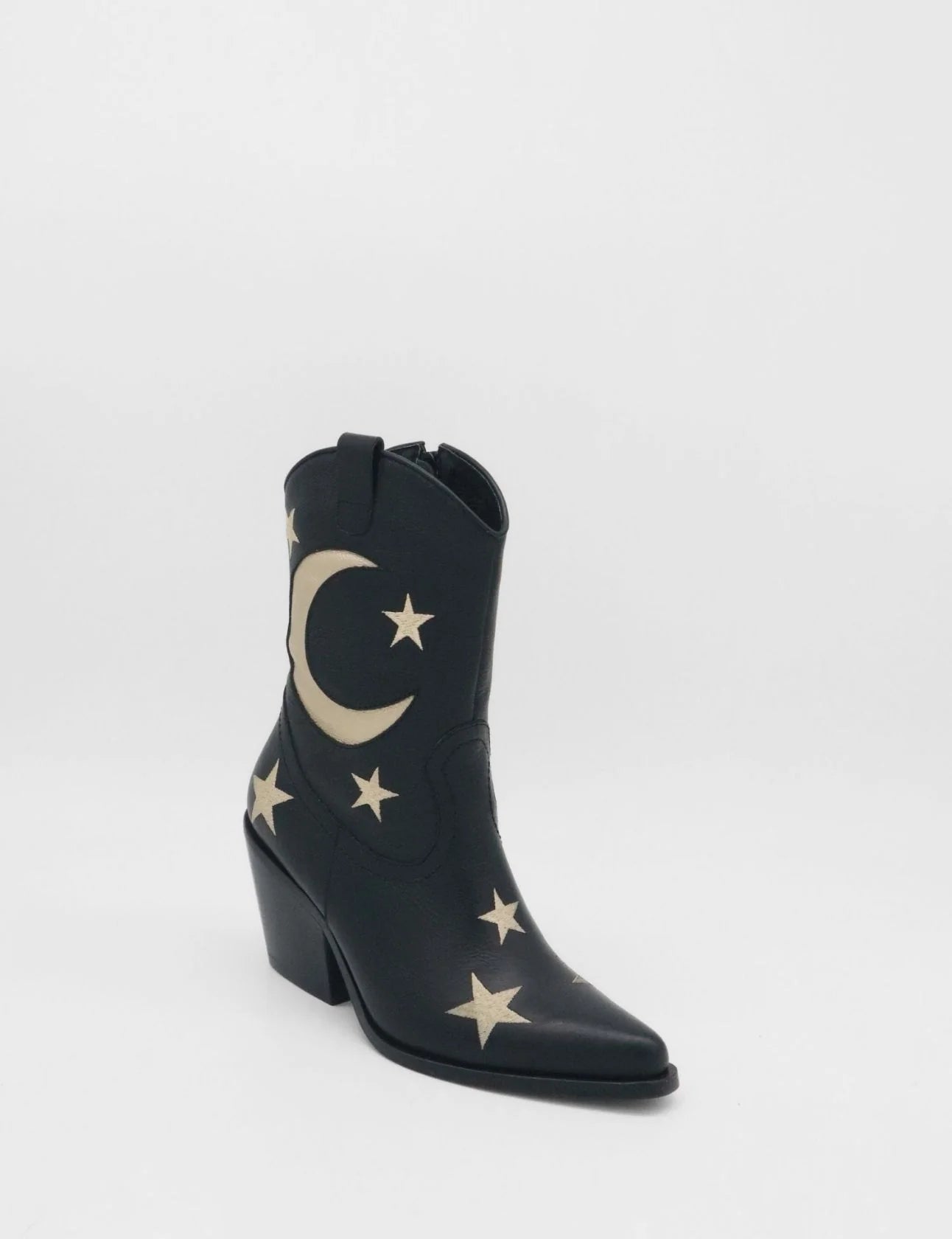 Moonlight Western Inspired Cowboy Boots - Black Leather