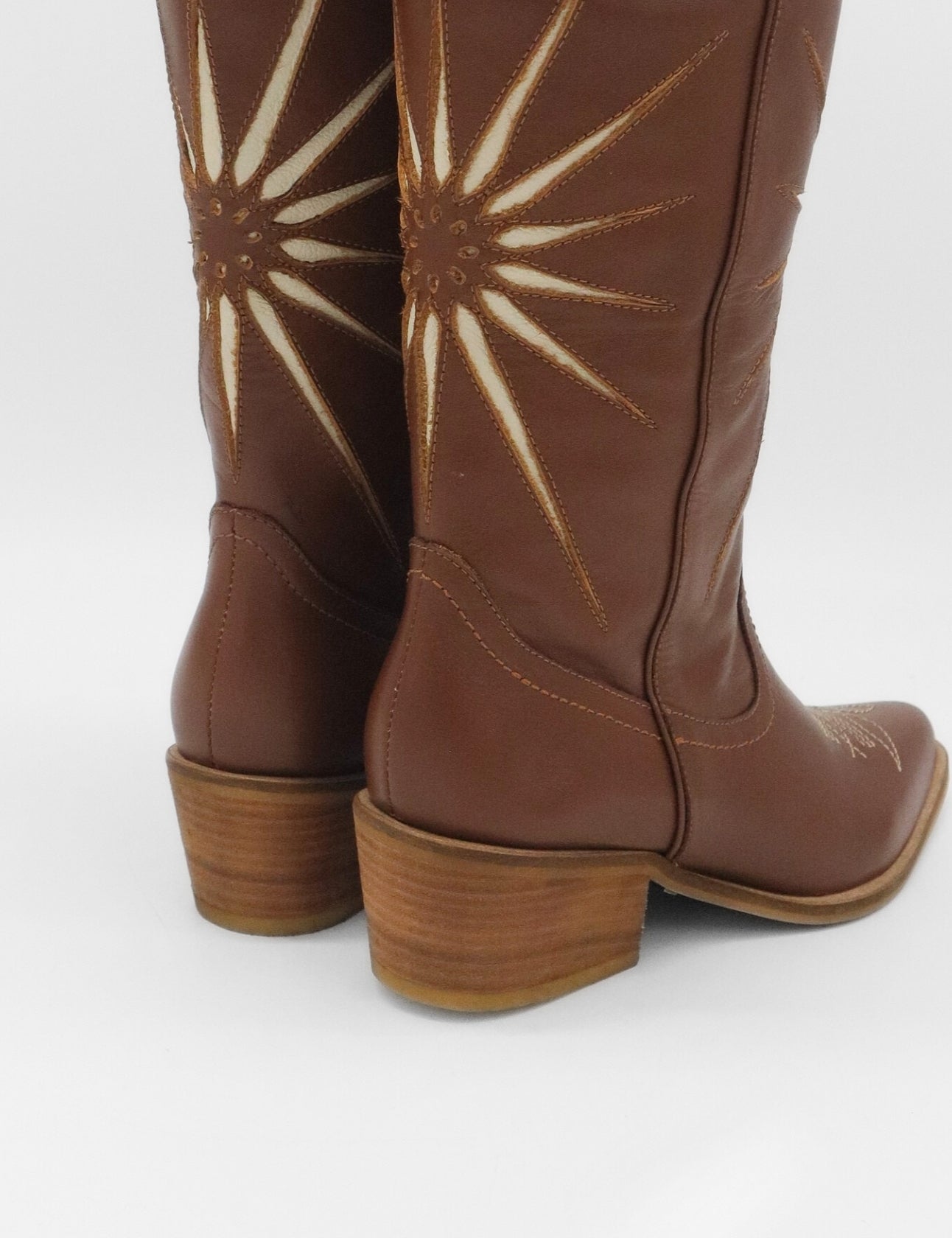 Moonrise western cowboy boots in brown cognac leather women's shoes