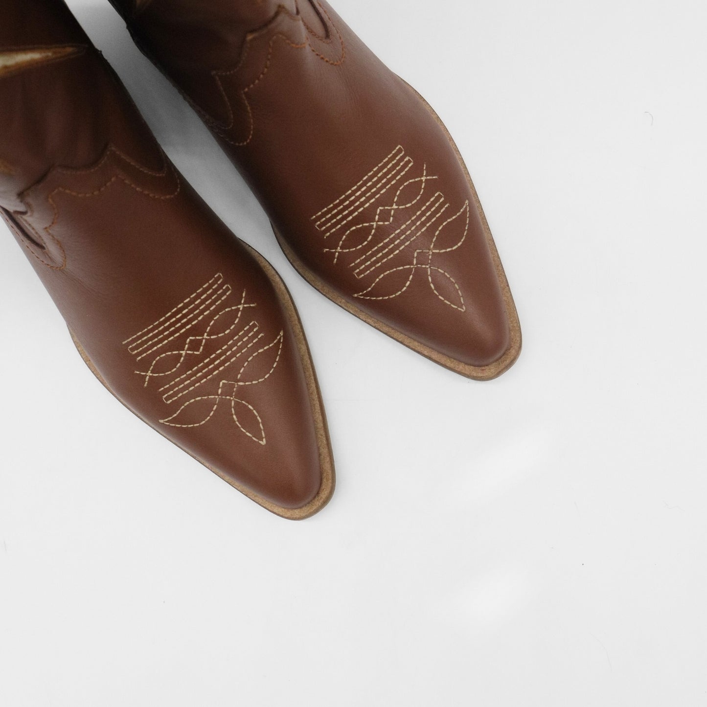 Moonrise western cowboy boots in brown cognac leather women's shoes