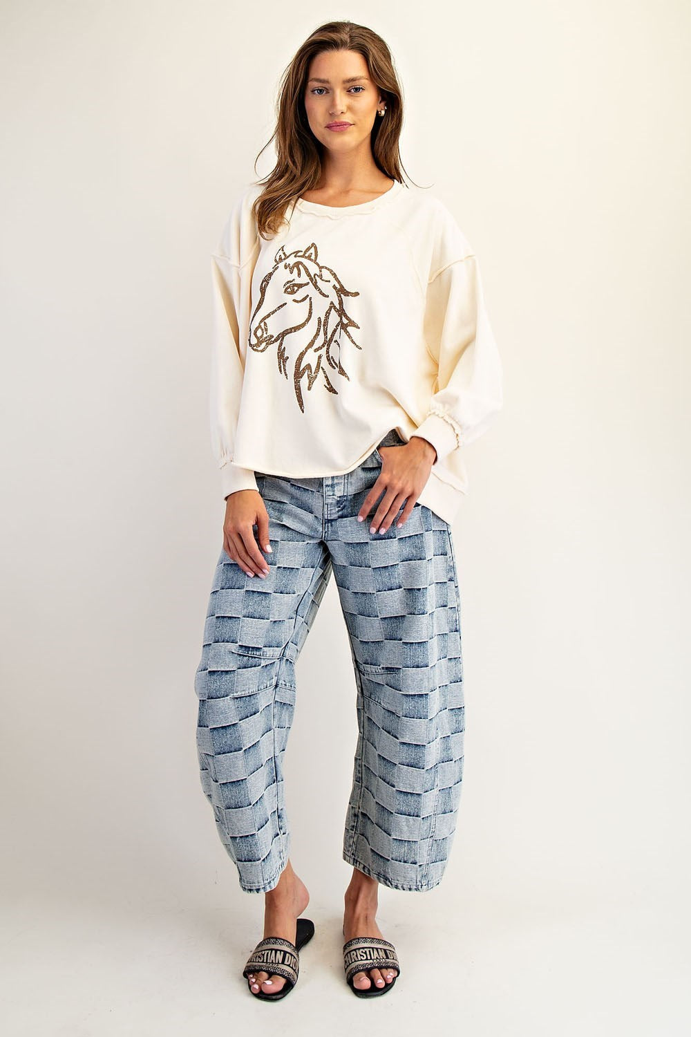 Horse Graphic Dropped Shoulder Sweatshirt