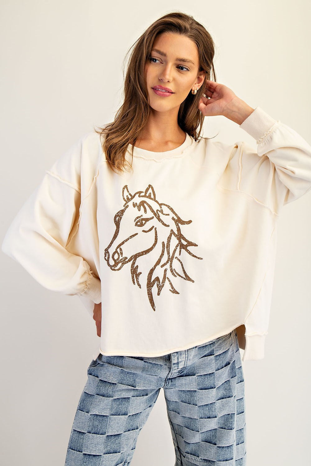 Horse Graphic Dropped Shoulder Sweatshirt