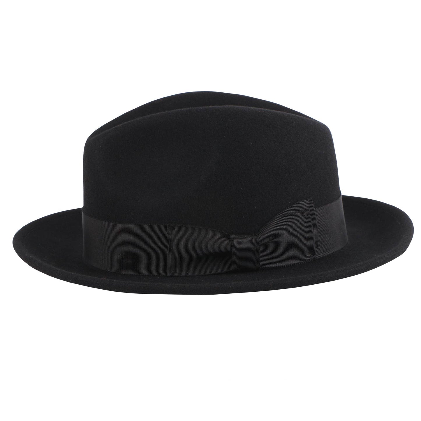 Crushable Wool Felt Pinch Front Hat - Style Pablo: Black