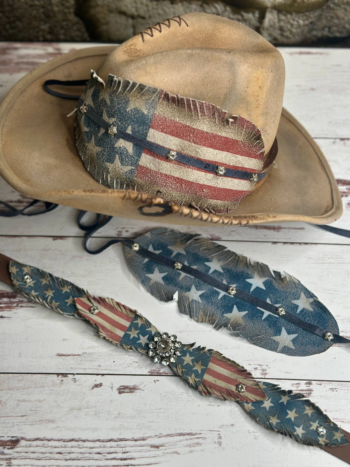 Large Feather Flag Hatband: Stripes