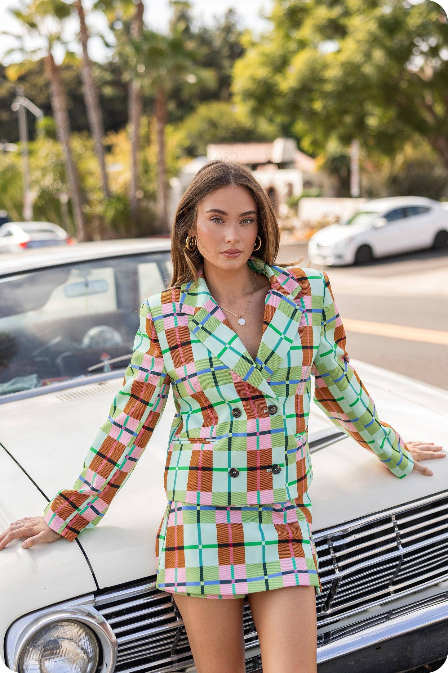 Multi Plaid Blazer Jacket