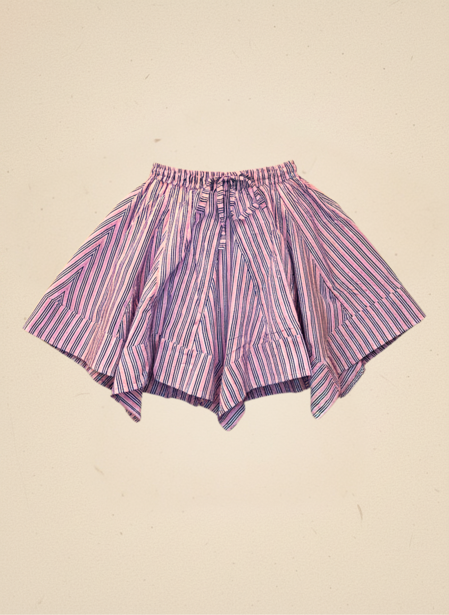 Pink Cotton Striped Movement Skort