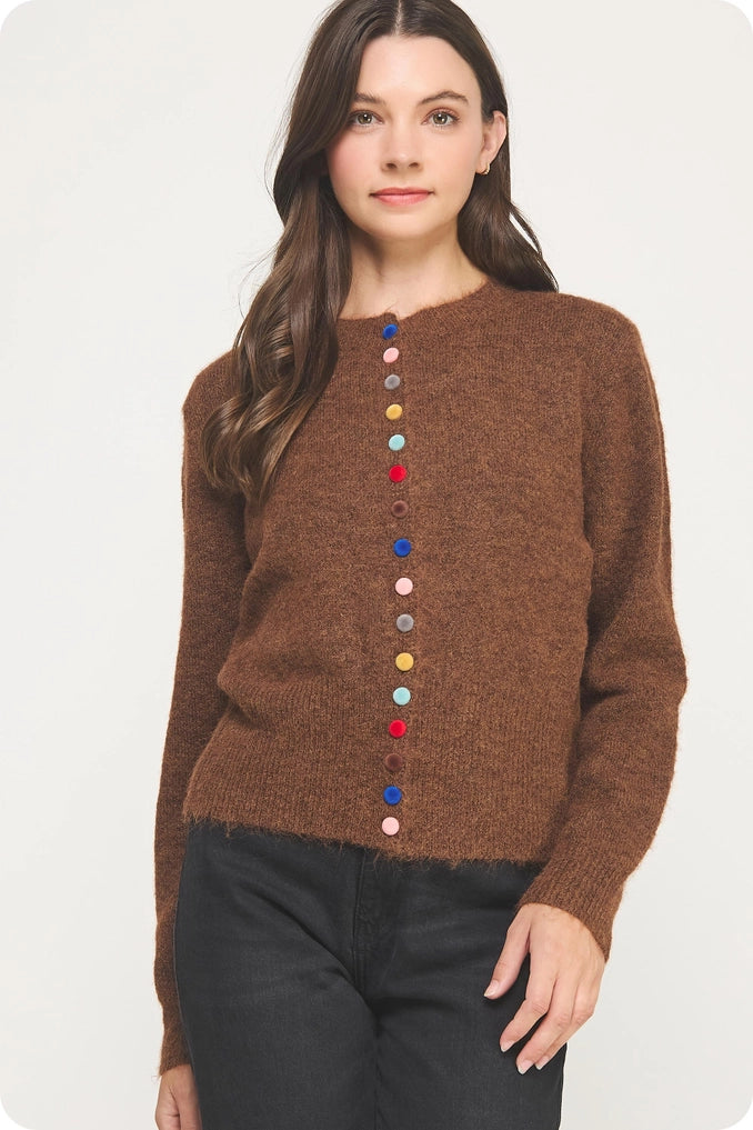 Multicolor Button Knit Cardigan