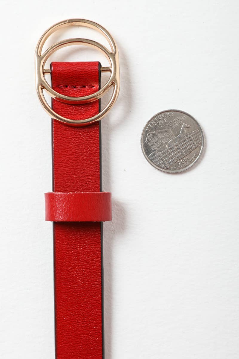 Red Double Ring Buckle Cinch Belt