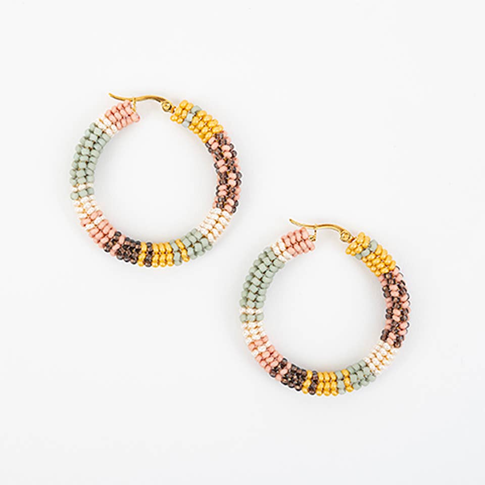Patchwork Hoop Earrings: Retro Red