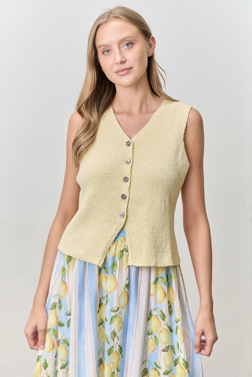 Knit Button Up Vest Top