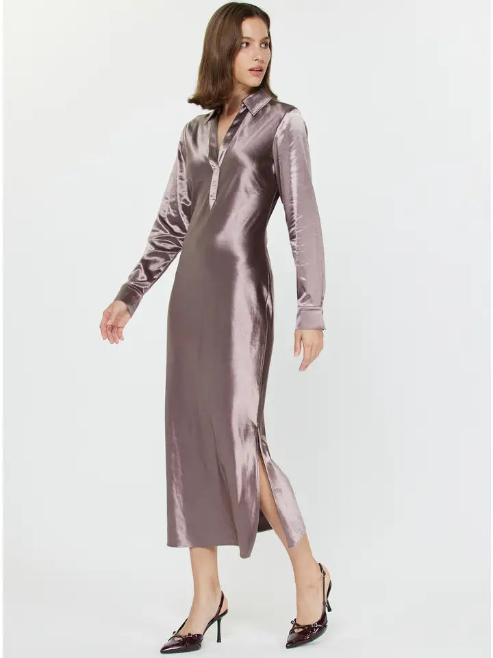 Satin Bias Shirts Dress