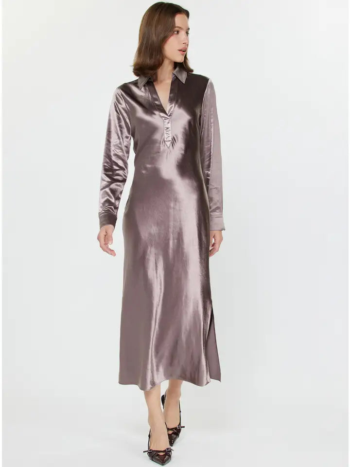 Satin Bias Shirts Dress