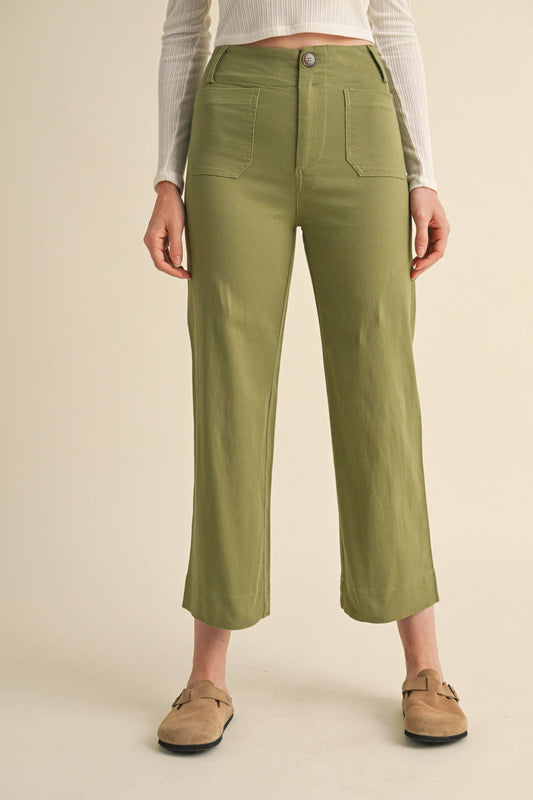 Sage High Waisted Cropped Wide Leg Pants