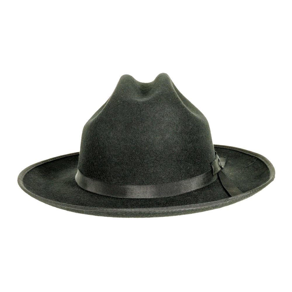 Wool Felt Open Road Fedora Hat - Style Dead End: Black