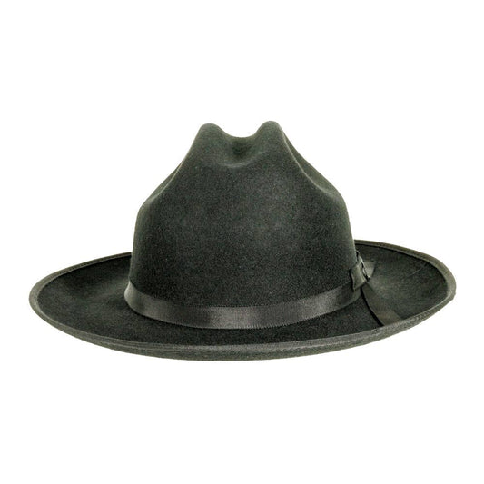 Wool Felt Open Road Fedora Hat - Style Dead End: Black