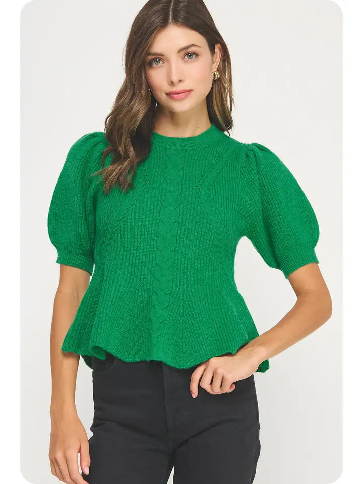Emerald Peplum Knit Top
