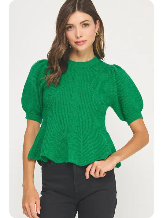 Emerald Peplum Knit Top