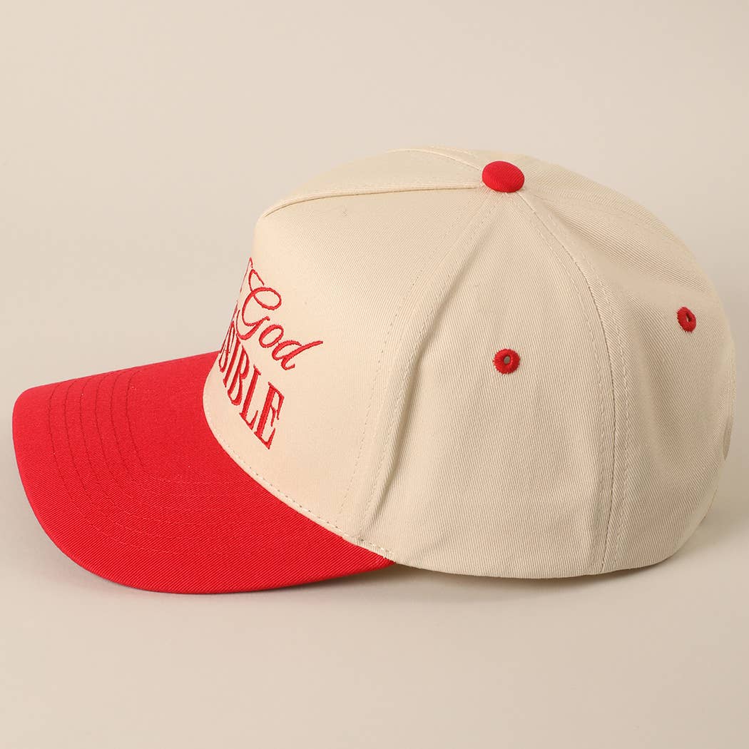 With God All Possible Embroidery Baseball Cap: SAGE / ONE SIZE