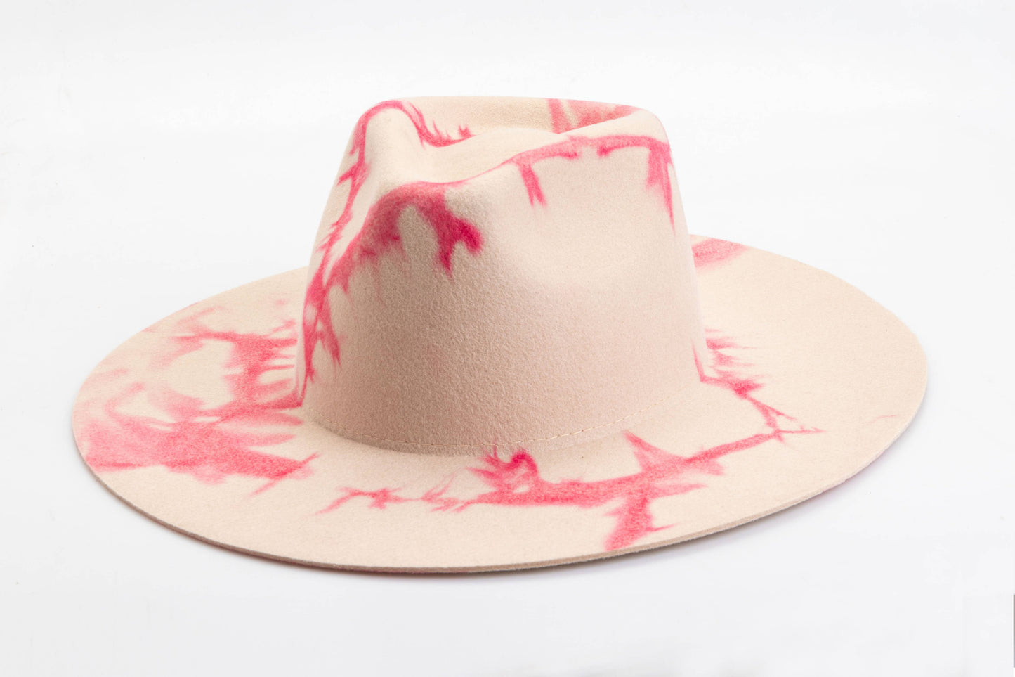 Tie Dye Wool Felt Fedora Hat - Style Demi: Turquoise / SM