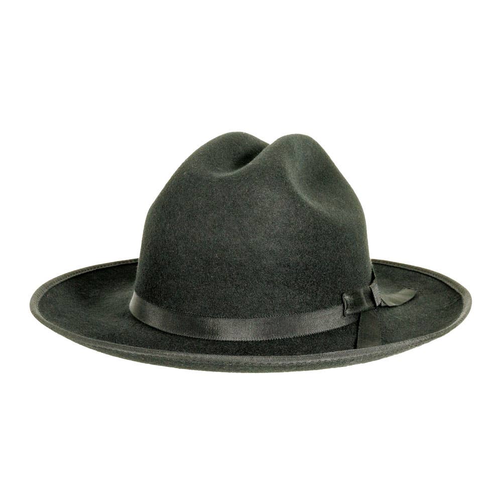 Wool Felt Open Road Fedora Hat - Style Dead End: Black