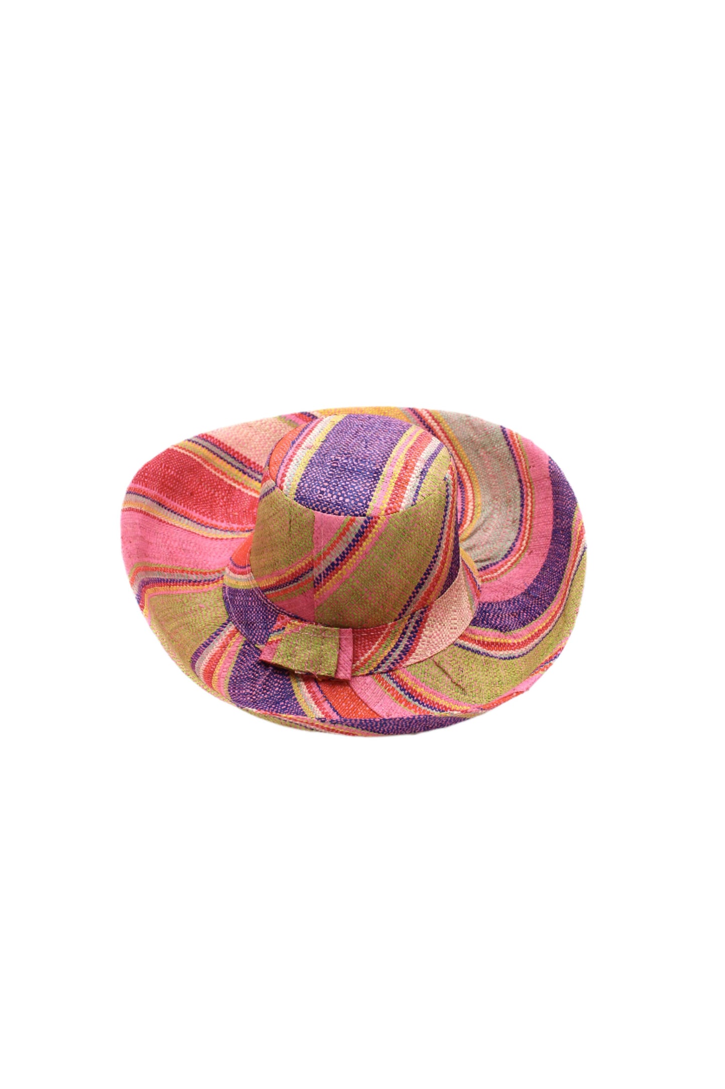 Monica Sassafras 7" Wide Brim Stripe Packable Straw Sun Hats