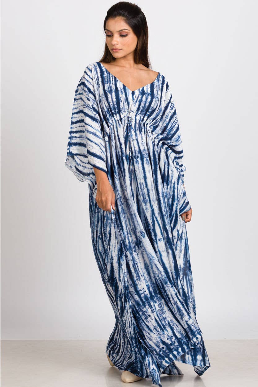 Shibori Caftans: Indigo & White