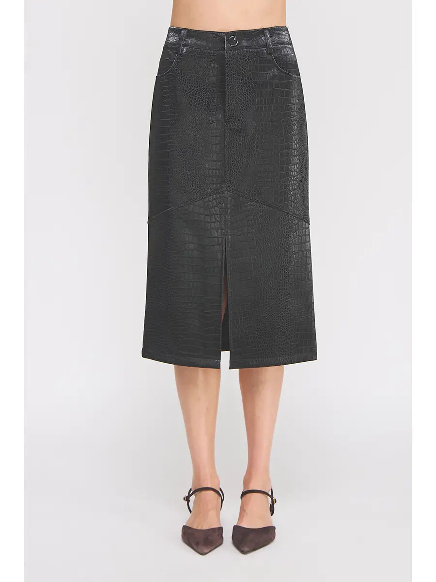Black Snake Midi Skirt
