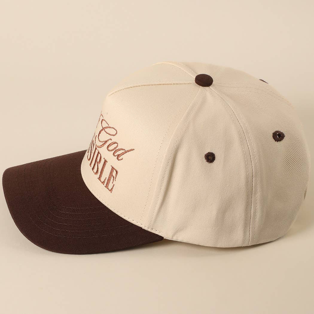With God All Possible Embroidery Baseball Cap: SAGE / ONE SIZE