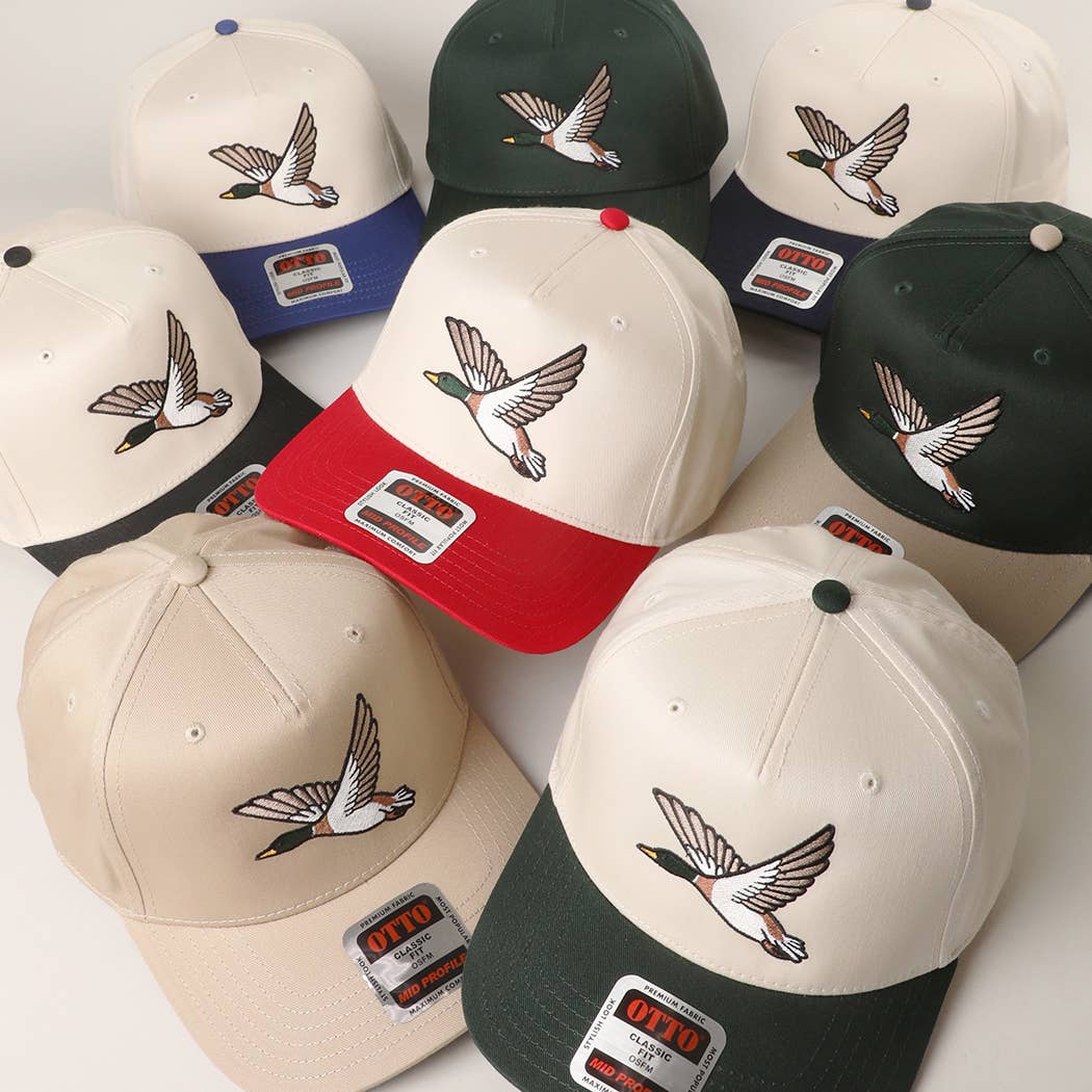 Flying Mallard Graphic Embroidered Trucker Hat : DKGRN/NATL / One Size