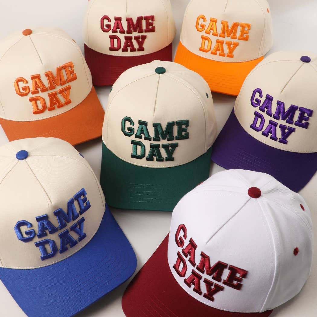 GAME DAY 3D Letter Embroidered Two-Tone Trucker Hat : BGD-WHT / ONE SIZE