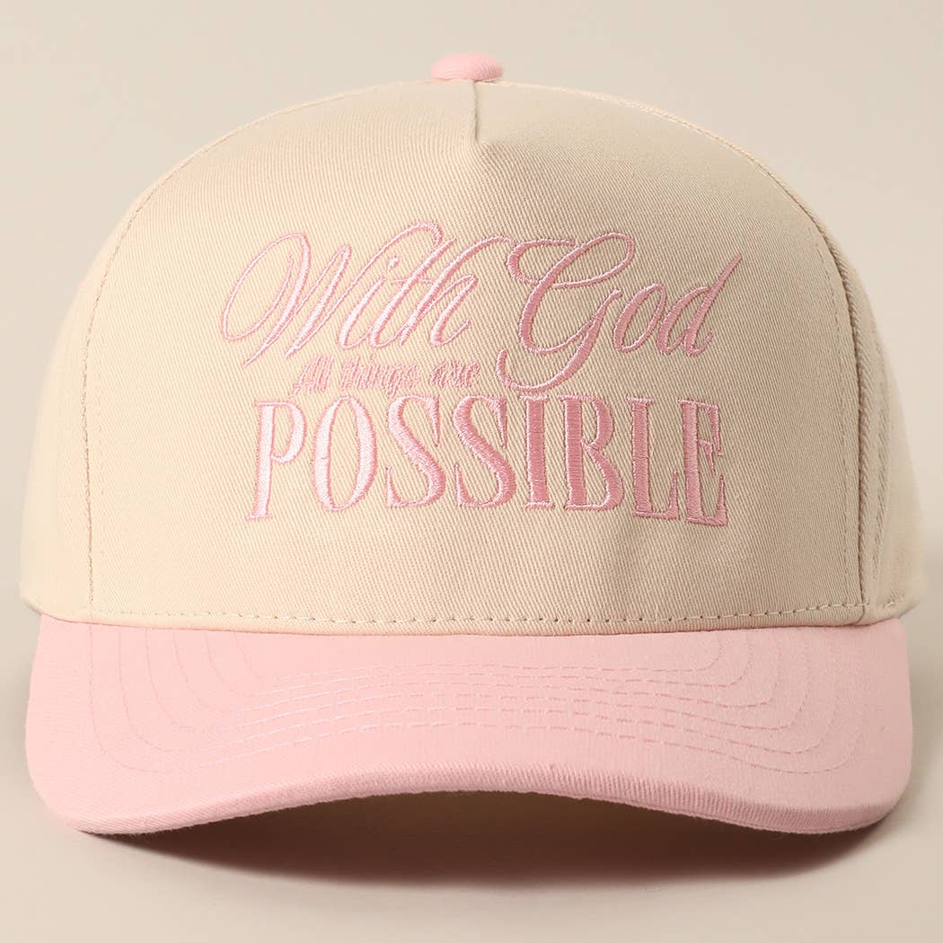 With God All Possible Embroidery Baseball Cap: SAGE / ONE SIZE