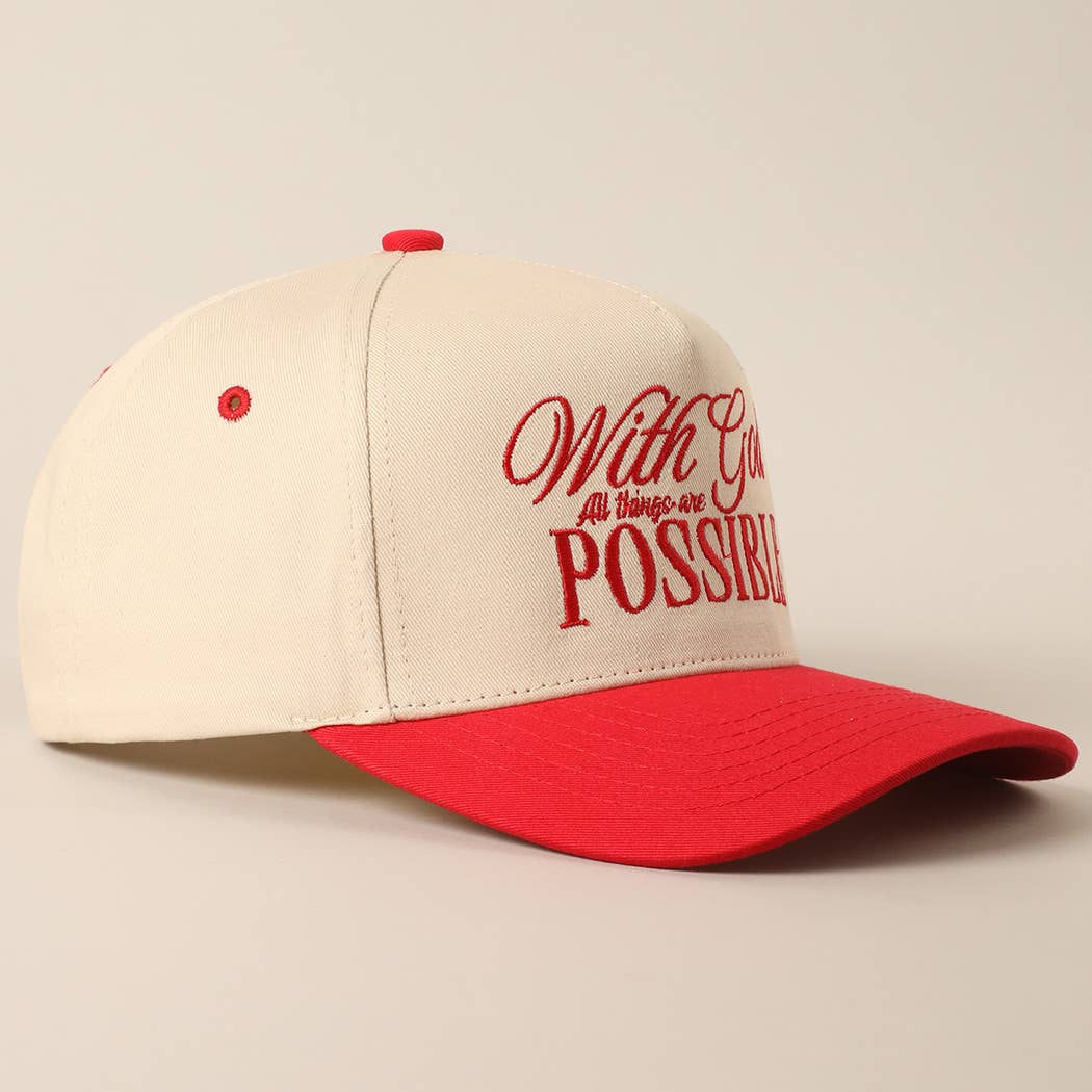 With God All Possible Embroidery Baseball Cap: SAGE / ONE SIZE