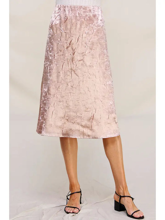 Dusty Rose Crinkled Stretch Satin