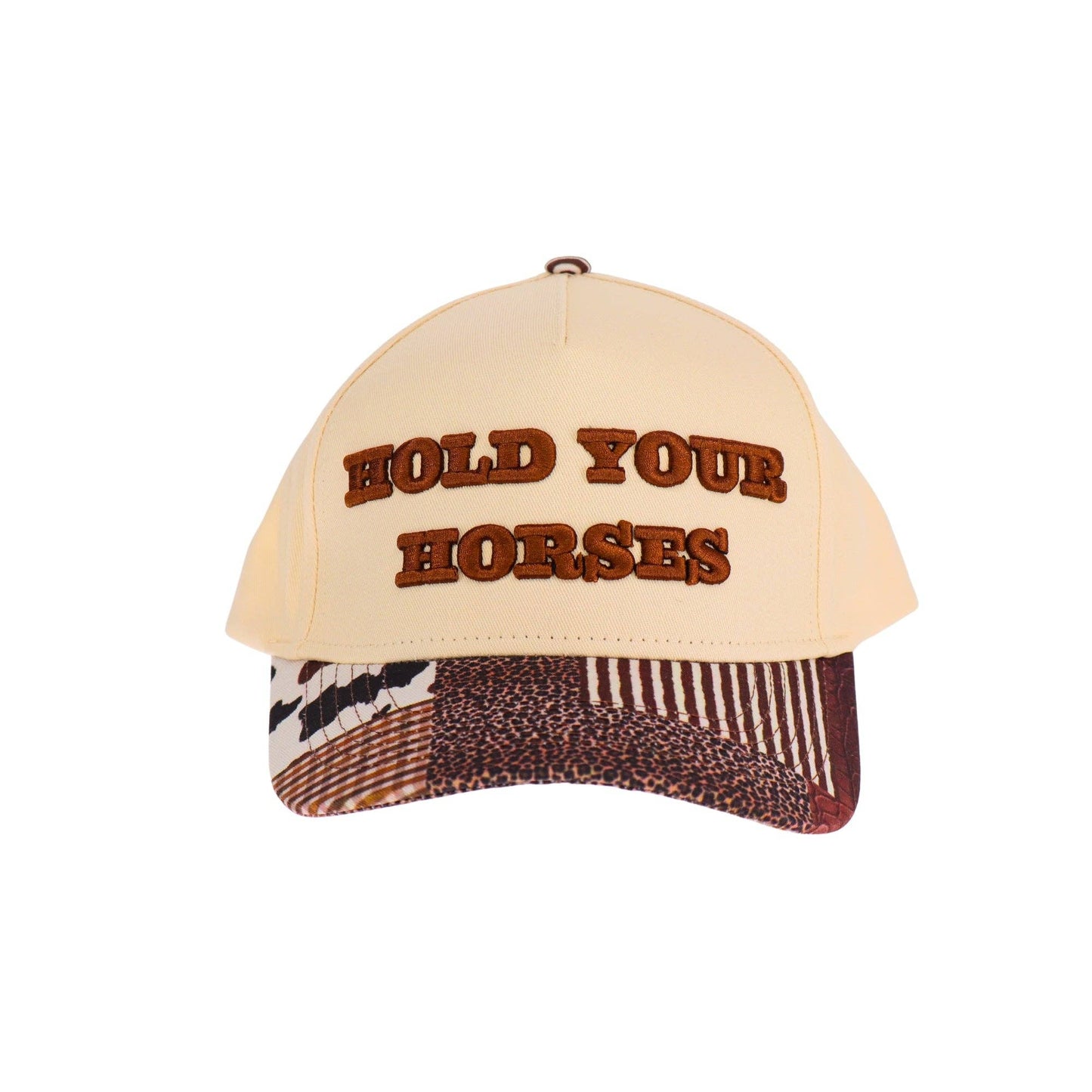 Brown Hold Your Horses Embroidered Trucker Hat
